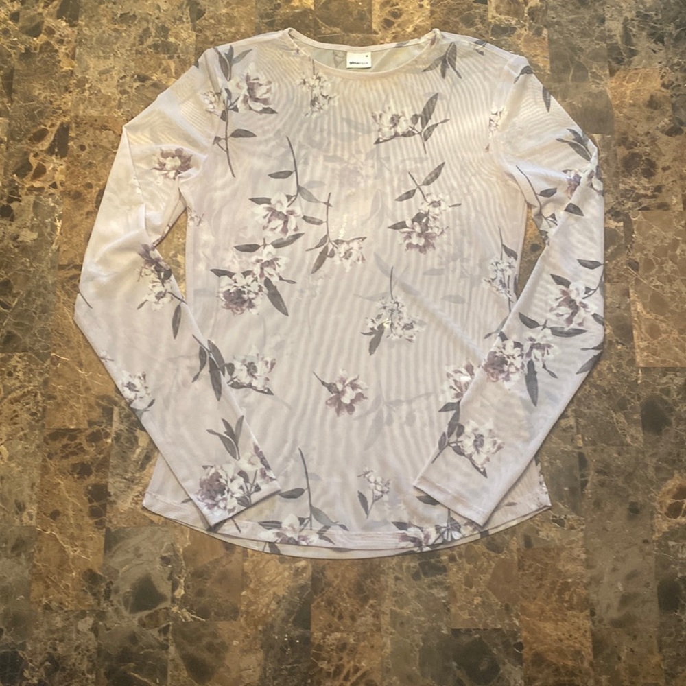 Sheer long sleeve blouse by Ginatricot in floral print, Junior Size M